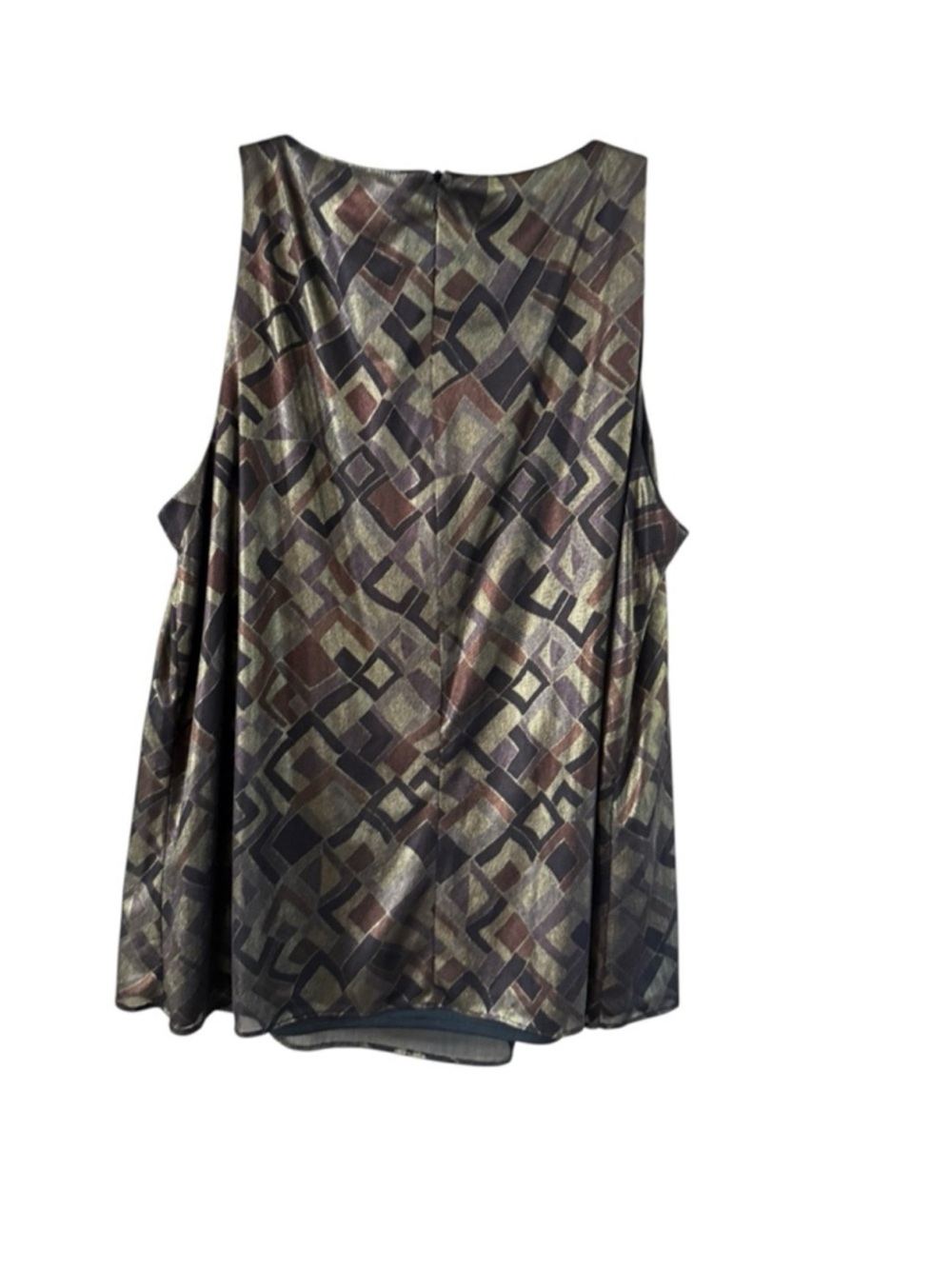 Alex Evenings Metallic Brown Geometric Pleated Tank - Picture 3 of 9